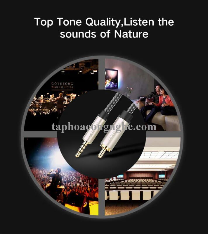 Ugreen 20734 3M chỉ dùng cho tv xiaomi màu Xám Cáp âm thanh bông sen Coaxial sang 3.5mm dương cao cấp AV132 30020734